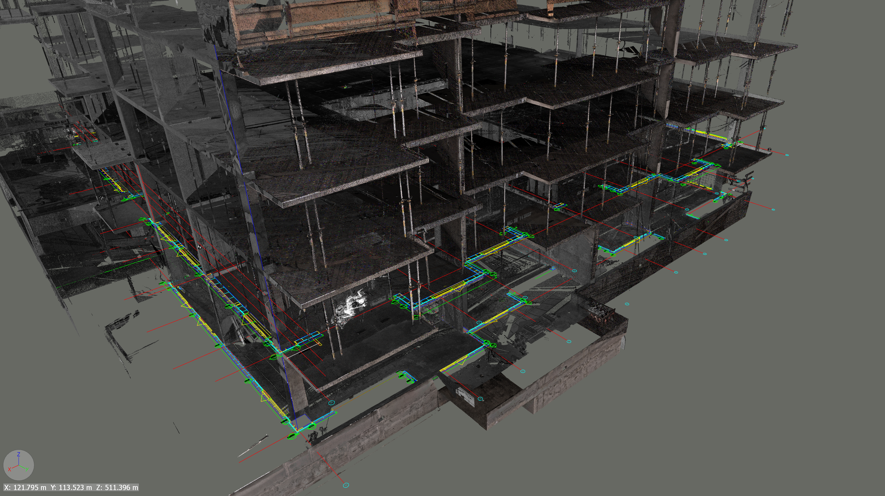 Yellowstone multi-story building construction 3D scan with robotic site layout Calgary